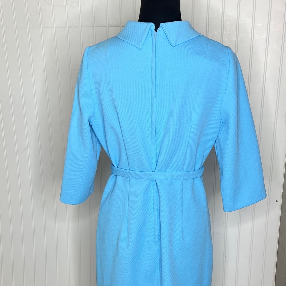Vintage Knit Light Blue 3/4 Sleeve Dress - Picture 7 of 14